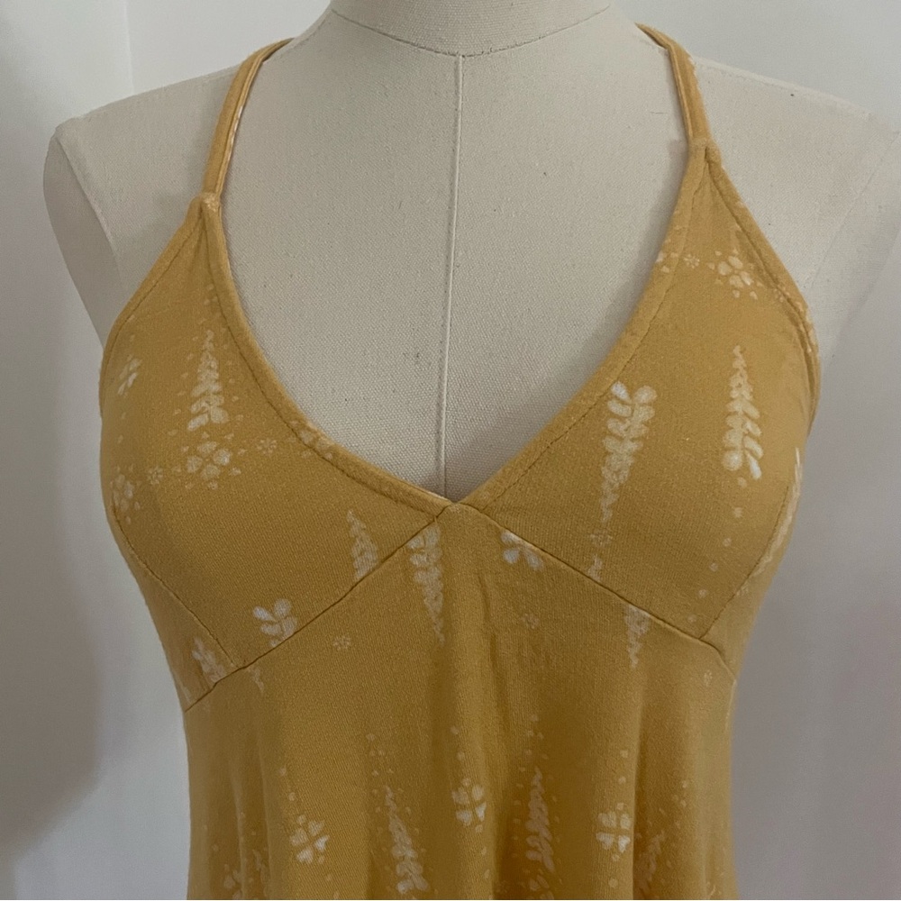 SO Floral Racerback Babydoll Tank High Low Hem Y2K Womens Small Yellow - Picture 2 of 10